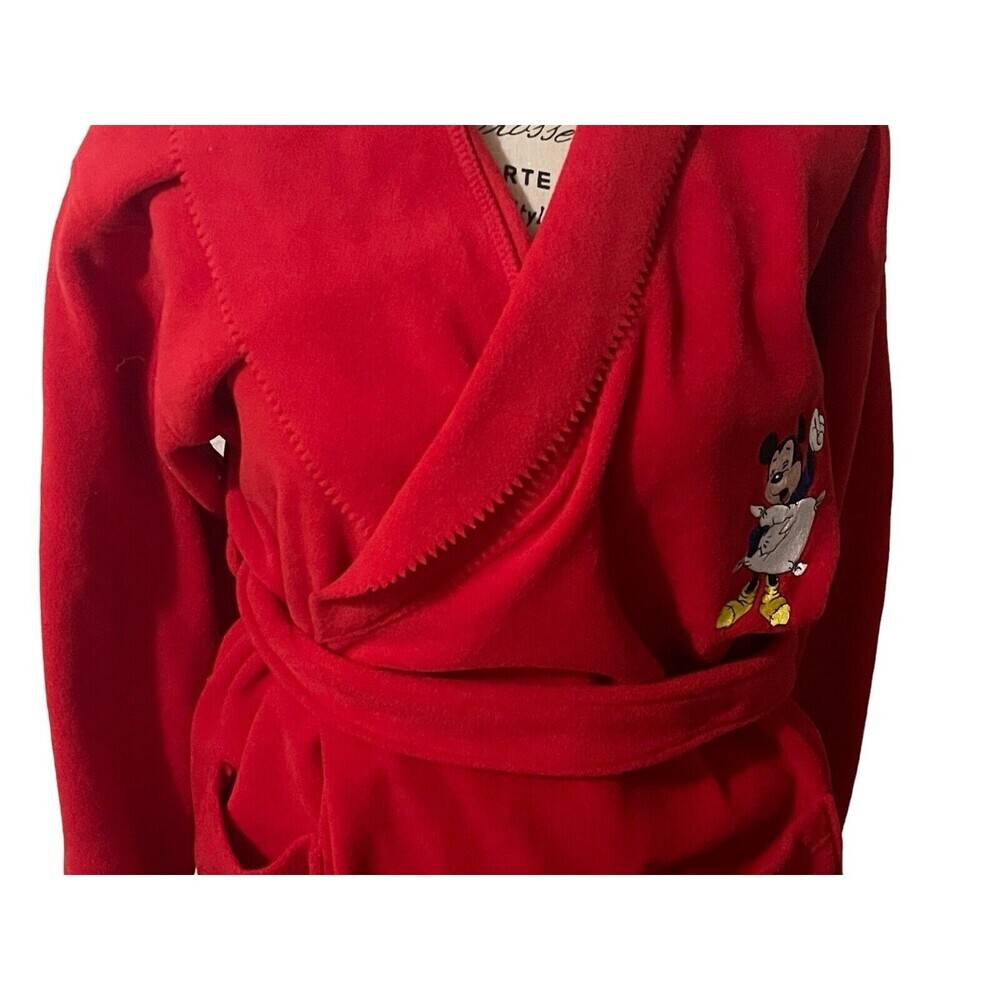 Vintage 1990s Disney Catalog Mickey Mouse Robe Red Soft Fleece Size LARGE RARE - Picture 15 of 16